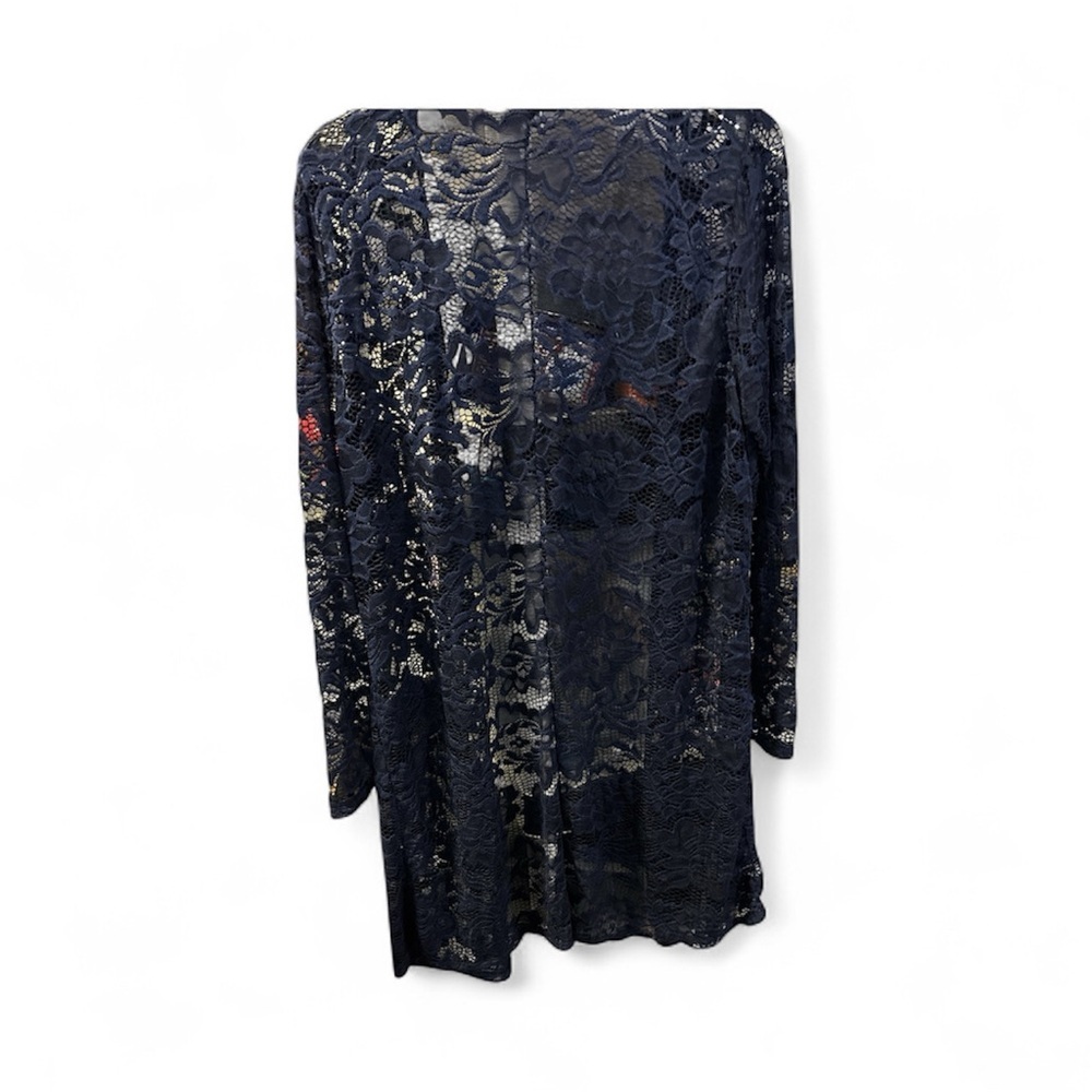 Elegant Navy Lace Duster
